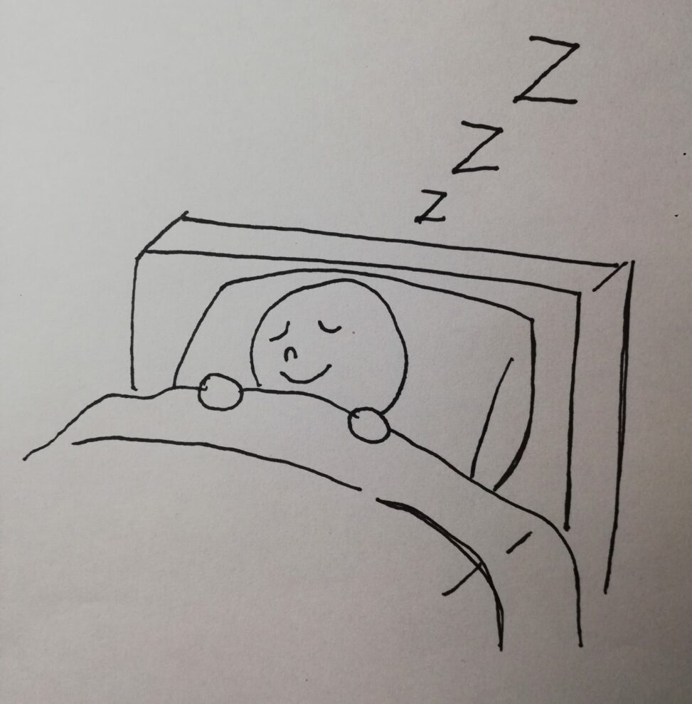 stick figure as me getting the recommended 7-9 hours of sleep every night