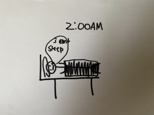 Stick version of me having the worst sleep ever. It was 2:00 AM and I was still wide awake