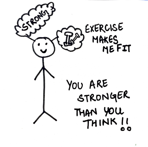 The comic illustrates that exercise made me fit and gave me the confidence to understand that i am stronger than i appear .